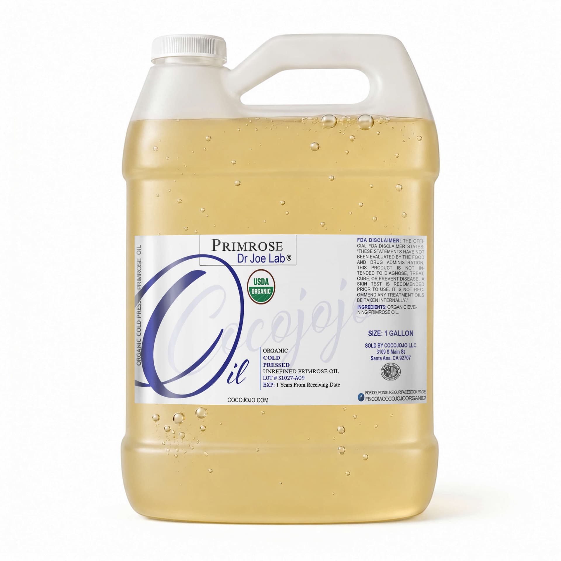 Evening Primrose Oil – Unrefined – USDA Certified Organic