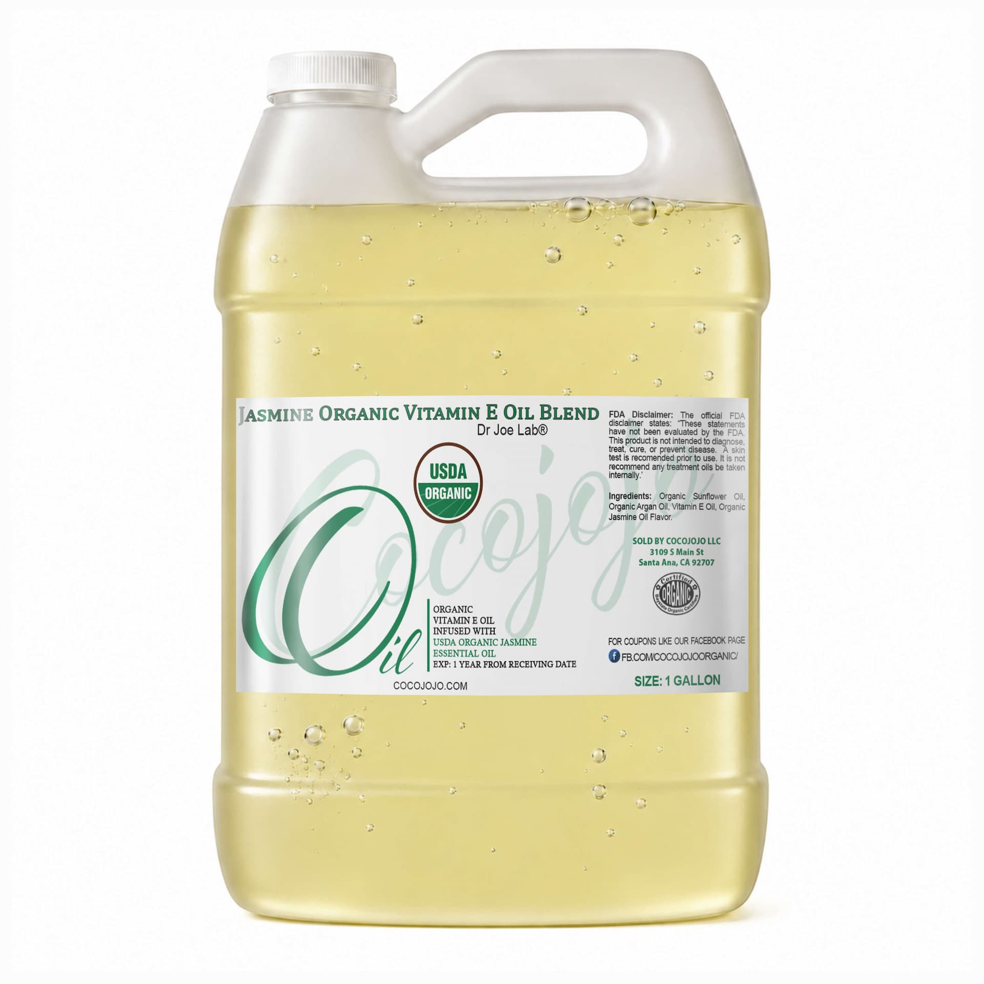 Vitamin E Oil and Jasmine Oil Blend - Certified Organic
