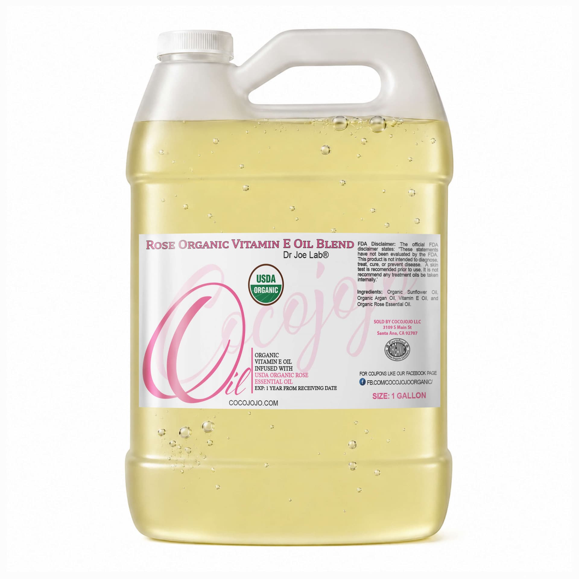 Vitamin E Oil and Rose Oil Blend - Certified Organic