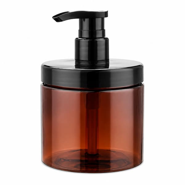 Refillable Brown Wide Neck Plastic Pump Jar | 16 oz