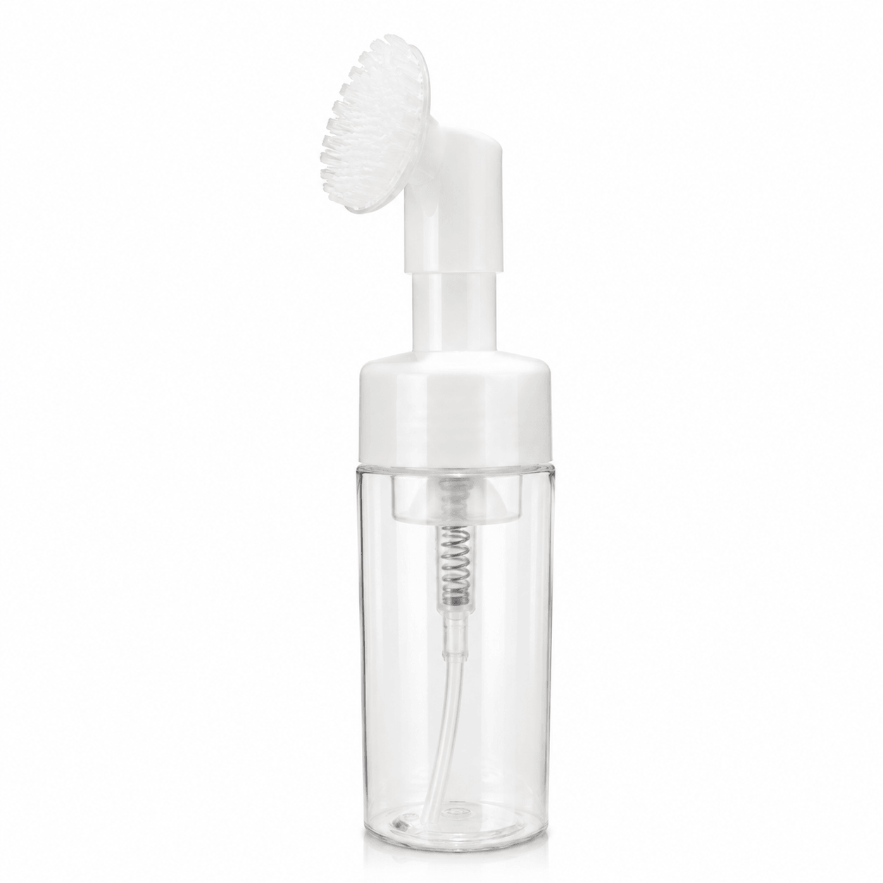 Transparent Plastic Foaming Face Wash Bottle with Silicone Brush | 5oz/150ML